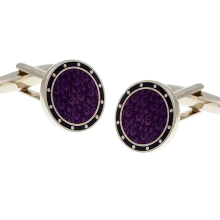 Christakis Athens Round Purple Enamel Cufflinks