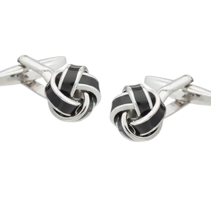 Christakis Athens Black Enamel Knot Cufflinks