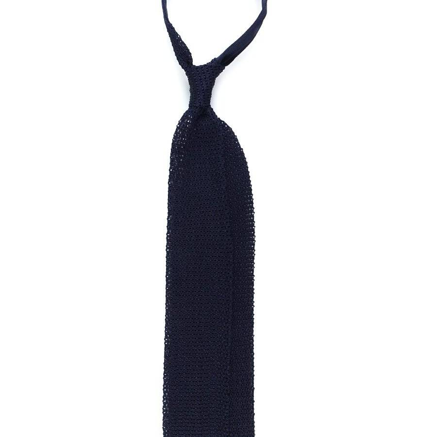 Christakis Athens Salerno V Tricot Knit Navy Blue Tie