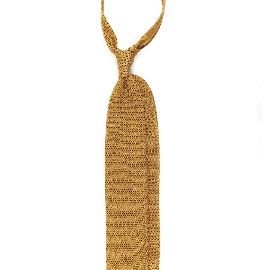 Christakis Athens Salerno V Tricot Knit Gold Tie