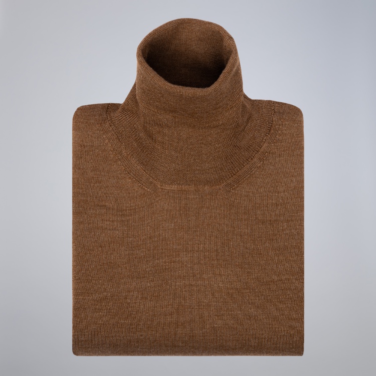 Dolce Camel Wool & Silk Roll Neck