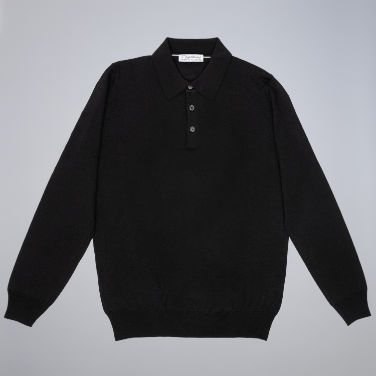 Wool Silk SETA Polo Black