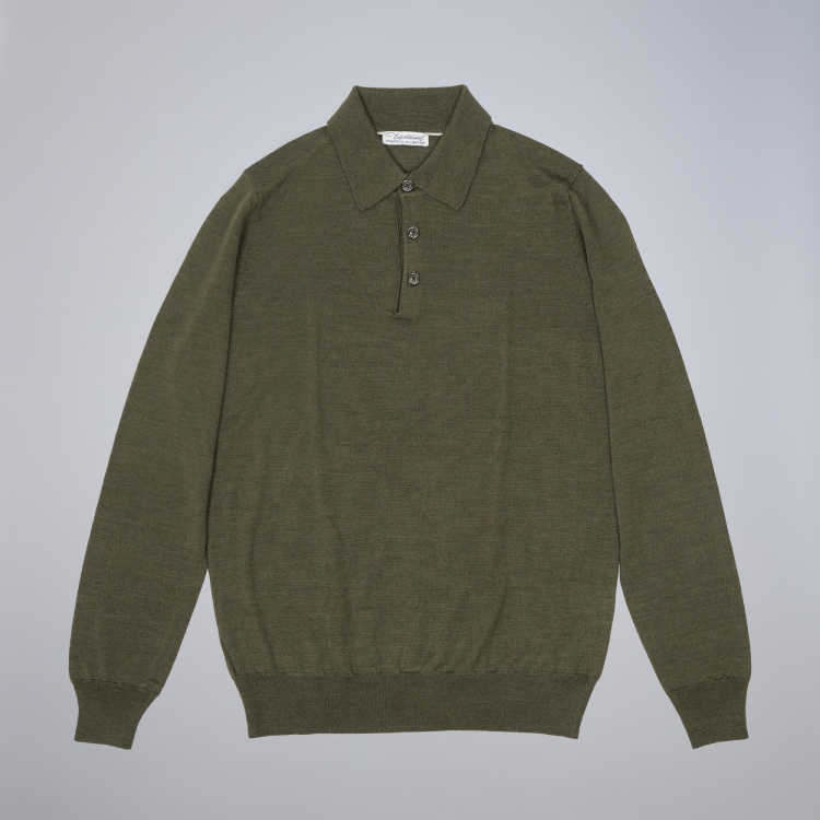 Wool Silk SETA Polo Olive